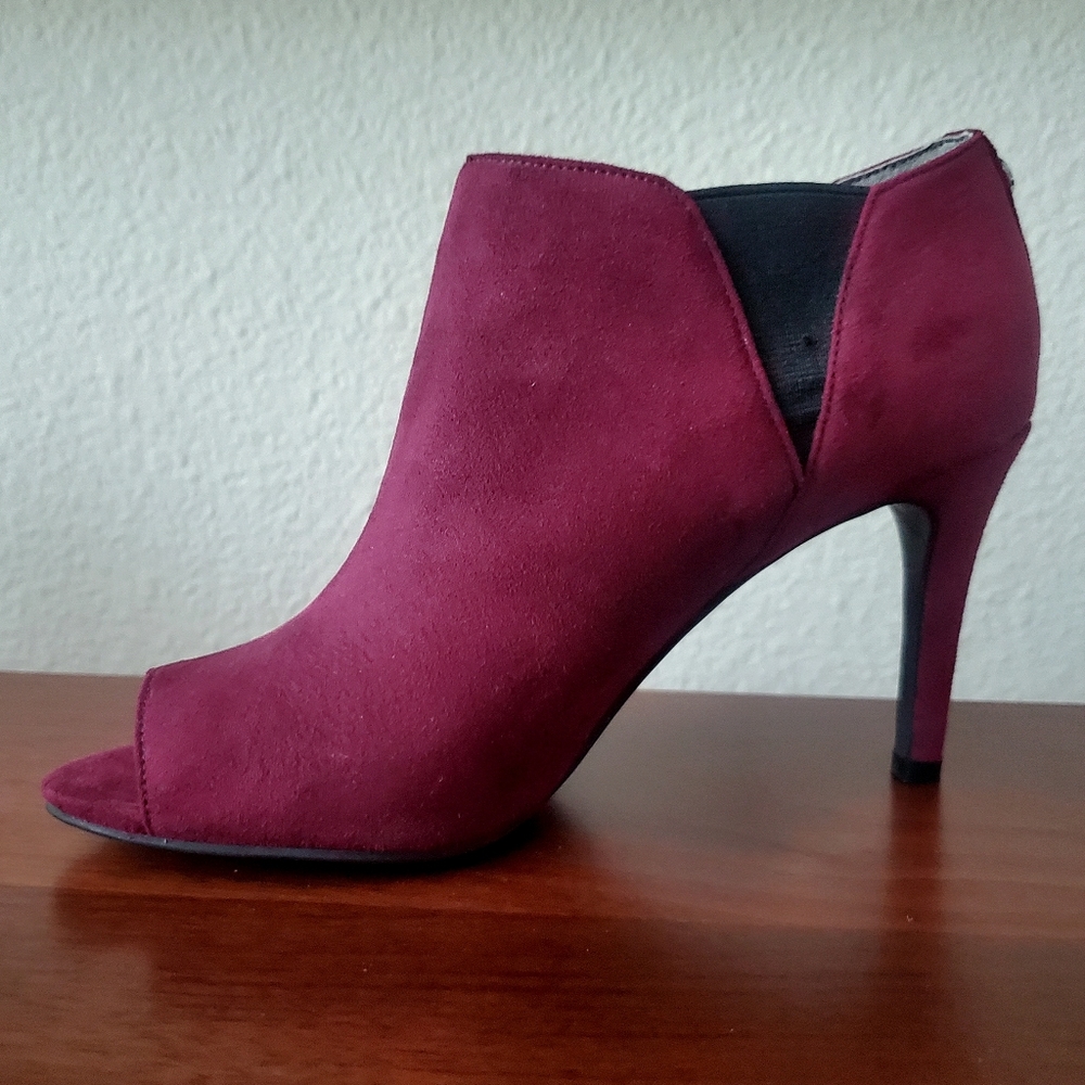Unisa Peep Toe Booties Burgundy